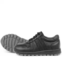 Rakerplus Hakiki Deri Siyah Fermuarlı Erkek Çocuk Spor Okul Ayakkabı