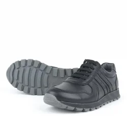 Rakerplus Hakiki Deri Siyah Fermuarlı Erkek Çocuk Spor Okul Ayakkabı