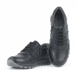 Rakerplus Hakiki Deri Siyah Fermuarlı Erkek Çocuk Spor Okul Ayakkabı