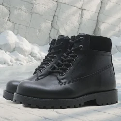 Rakerplus Hakiki Deri Siyah Fermuarlı Kışlık Çocuk Bot