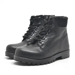 Rakerplus Hakiki Deri Siyah Fermuarlı Kışlık Çocuk Bot