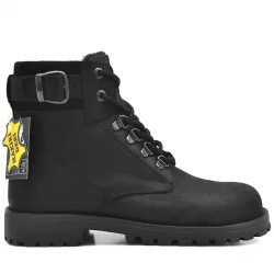 Rakerplus Hakiki Deri Siyah Fermuarlı Kürklü Bot