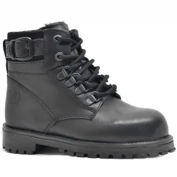 Rakerplus Hakiki Deri Siyah Fermuarlı Kürklü Çocuk Bot