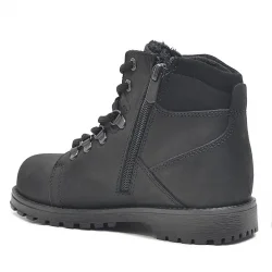 Rakerplus Hakiki Deri Siyah Fermuarlı Kürklü Çocuk Bot