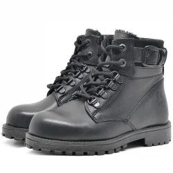 Rakerplus Hakiki Deri Siyah Fermuarlı Kürklü Çocuk Bot