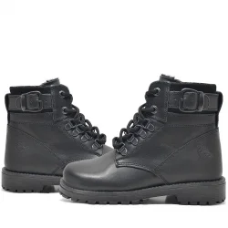 Rakerplus Hakiki Deri Siyah Fermuarlı Kürklü Çocuk Bot