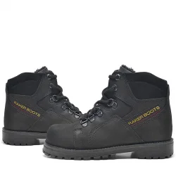 Rakerplus Hakiki Deri Siyah Fermuarlı Kürklü Çocuk Bot