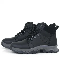 Rakerplus Hakiki Deri Siyah Fermuarlı Trekking Erkek Çocuk Bot