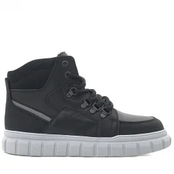 Rakerplus Hakiki Deri Siyah Gri Fermuarlı Erkek Çocuk Bot