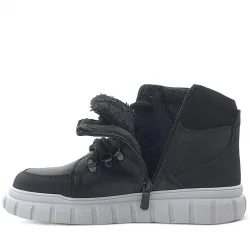 Rakerplus Hakiki Deri Siyah Gri Fermuarlı Erkek Çocuk Bot