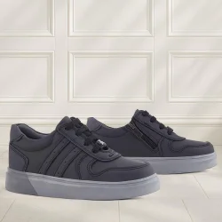 Rakerplus Hakiki Deri Siyah Gri Tabanlı Günlük Erkek Çocuk Okul Ayakkabısı