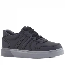 Rakerplus Hakiki Deri Siyah Gri Tabanlı Günlük Erkek Çocuk Okul Ayakkabısı