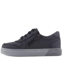 Rakerplus Hakiki Deri Siyah Gri Tabanlı Günlük Erkek Çocuk Okul Ayakkabısı