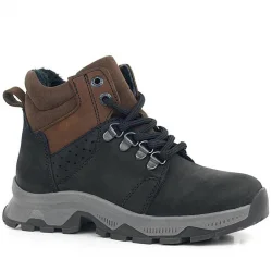 Rakerplus Hakiki Deri Siyah Kahverengi Fermuarlı Trekking Çocuk Bot