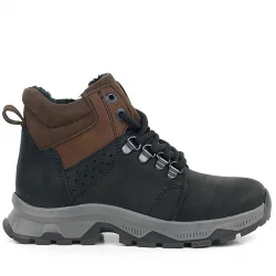 Rakerplus Hakiki Deri Siyah Kahverengi Fermuarlı Trekking Çocuk Bot