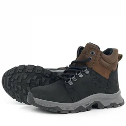 Rakerplus Hakiki Deri Siyah Kahverengi Fermuarlı Trekking Çocuk Bot