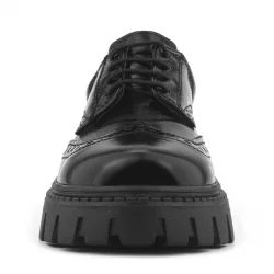 Rakerplus Hakiki Deri Siyah Kırışık Rugan Oxford Çocuk Günlük Ayakkabı