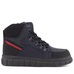 Rakerplus Hakiki Deri Siyah Kırmızı Fermuarlı Erkek Çocuk Bot