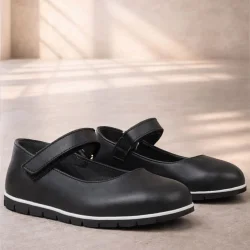 Rakerplus Hakiki Deri Siyah Kız Çocuk Babet