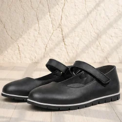 Rakerplus Hakiki Deri Siyah Kız Çocuk Babet