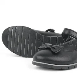 Rakerplus Hakiki Deri Siyah Kız Çocuk Babet