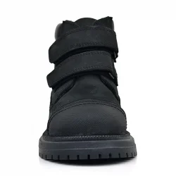 Rakerplus Hakiki Deri Siyah Nubuk Cırt Cırtlı Erkek Çocuk Bot