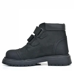 Rakerplus Hakiki Deri Siyah Nubuk Cırt Cırtlı Erkek Çocuk Bot