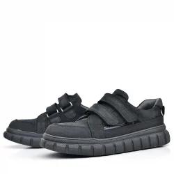 Rakerplus Hakiki Deri Siyah Nubuk Cırtlı Günlük Spor Çocuk Okul Ayakkabı