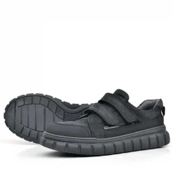 Rakerplus Hakiki Deri Siyah Nubuk Cırtlı Günlük Spor Çocuk Okul Ayakkabı