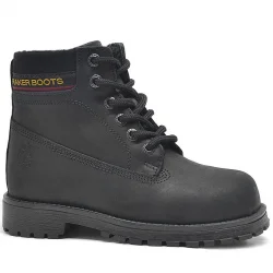 Rakerplus Hakiki Deri Siyah Nubuk Fermuarlı Kışlık Çocuk Bot