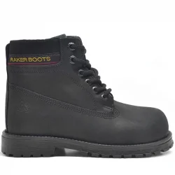 Rakerplus Hakiki Deri Siyah Nubuk Fermuarlı Kışlık Çocuk Bot