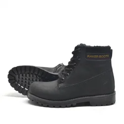 Rakerplus Hakiki Deri Siyah Nubuk Fermuarlı Kışlık Çocuk Bot