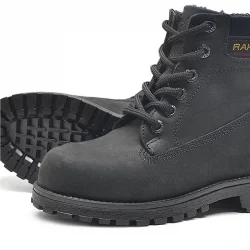 Rakerplus Hakiki Deri Siyah Nubuk Fermuarlı Kışlık Çocuk Bot