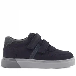 Rakerplus Hakiki Deri Siyah Nubuk Gri Cırtlı Erkek Çocuk Sneaker