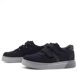 Rakerplus Hakiki Deri Siyah Nubuk Gri Cırtlı Erkek Çocuk Sneaker