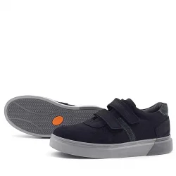 Rakerplus Hakiki Deri Siyah Nubuk Gri Cırtlı Erkek Çocuk Sneaker