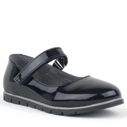 Rakerplus Hakiki Deri Siyah Rugan Kız Çocuk Babet