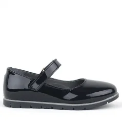 Rakerplus Hakiki Deri Siyah Rugan Kız Çocuk Babet