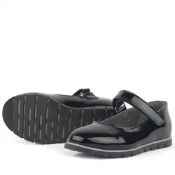 Rakerplus Hakiki Deri Siyah Rugan Kız Çocuk Babet