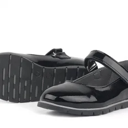 Rakerplus Hakiki Deri Siyah Rugan Kız Çocuk Babet