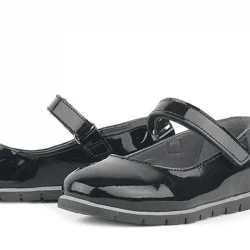 Rakerplus Hakiki Deri Siyah Rugan Kız Çocuk Babet