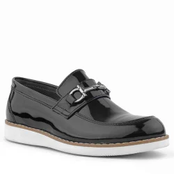 Rakerplus Hakiki Deri Siyah Rugan Loafer Çocuk Klasik Ayakkabı