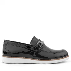 Rakerplus Hakiki Deri Siyah Rugan Loafer Çocuk Klasik Ayakkabı