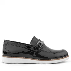 Rakerplus Hakiki Deri Siyah Rugan Loafer Çocuk Klasik Ayakkabı