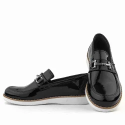 Rakerplus Hakiki Deri Siyah Rugan Loafer Çocuk Klasik Ayakkabı