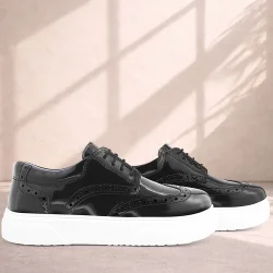 Rakerplus Hakiki Deri Siyah Rugan Oxford Çocuk Klasik Ayakkabı