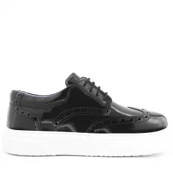 Rakerplus Hakiki Deri Siyah Rugan Oxford Çocuk Klasik Ayakkabı