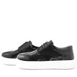 Rakerplus Hakiki Deri Siyah Rugan Oxford Çocuk Klasik Ayakkabı