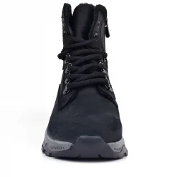 Rakerplus Hakiki Deri Siyah Süet Bağcıklı Fermuarlı Trekking Çocuk Bot