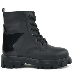 Rakerplus Hakiki Deri Siyah Yıldız Detaylı Kız Çocuk Bot